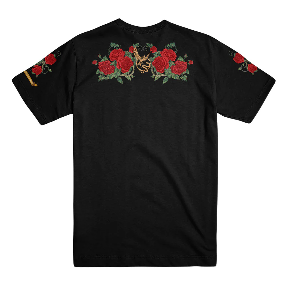 Songbirds & Snakes x Trish Summerville Rose Unisex Black Tee - Image 3